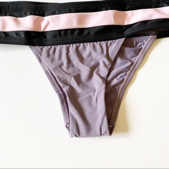 Pilyq NWT Purple Color Block Cheeky Bikini Bottoms - Picture 3 of 9